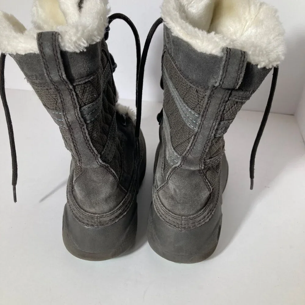 Girls Columbia Suede Faux Fur‎ Boot Brown Teal 2 Lace Up